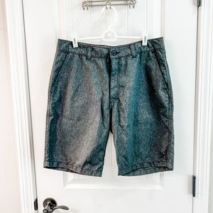 O’Neill Charcoal Gray Performance Flat Front Graphic Logo Shorts Size 33